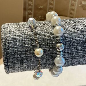 Silver and Pearl Bracelets Set of 2